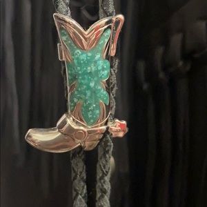 NOW ABLE TO SHIP SAME DAY AS PURCHASE western - turquoise cowboy boot bolo tie